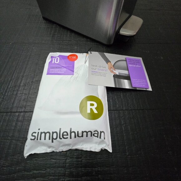 SimpleHuman 10L Silver Slim Open Can- Finished. With Trial liners. - Picture 4 of 5